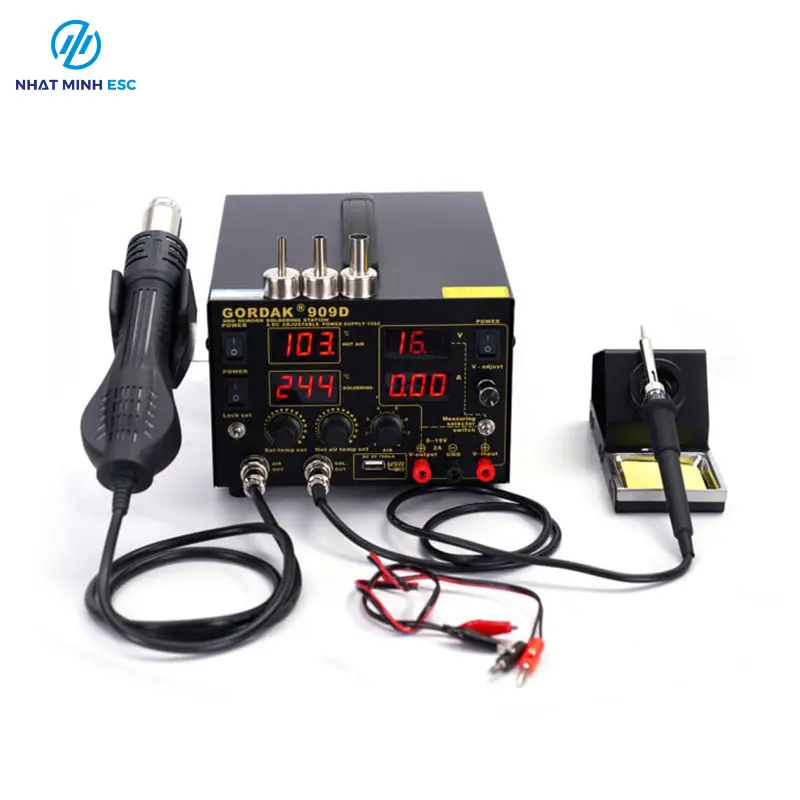 Trạm hàn khò GORDAK 909D điện tử đa năng chính hãng có cấp nguồn 15V 2A